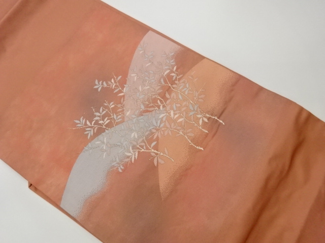 リサイクル　山並みに枝葉模様織出し名古屋帯